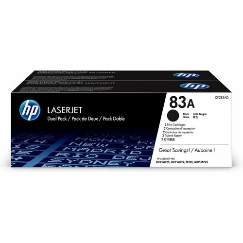 HP HEWCF283AD 83A (CF283AD) Original Laser Toner Cartridge - Dual Pack - Black - 2 / Carton