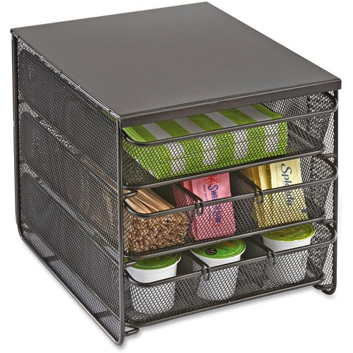 Safco SAF3275BL Onyx Hospitality Organizer - 3 Drawer(S) - 3 Divider(S) - 3 Tier(S) - 8.3" Height X 11.5" Width X 8.3" Depth - Black - Steel - 1 / Each