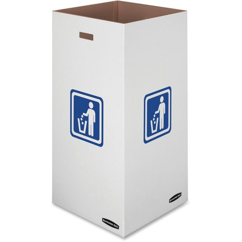 Bankers Box FEL7320201 Medium 50 Gallon Bin, 36"H X 18"W X 18"D - Internal Dimensions: 18" Width X 18" Depth X 36" Height - External Dimensions: 18.4" Width X 18.4" Depth X 38.4" Height - 50 Gal - Corrugated Paper - White - Recycled - 10 / Carton