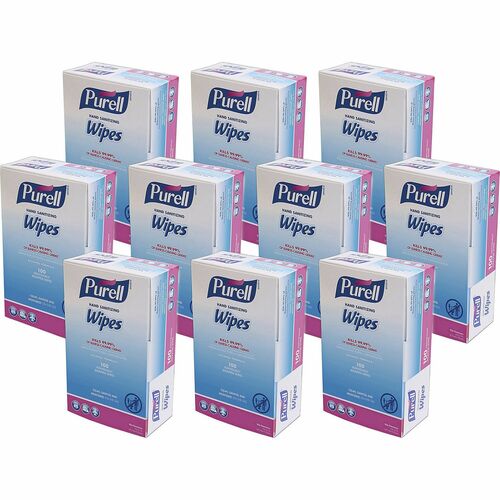 PURELL® GOJ902210CT Sanitizing Hand Wipes - Ethyl Alcohol - Safe, Alcohol Based - For Hand - 100 Sheets Per Box - 1000 / Carton