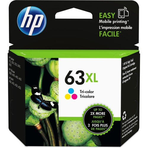 HP HEWF6U63AN 63XL Original High Yield Inkjet Ink Cartridge - Tri-color - 1 Each