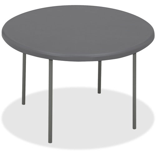 Iceberg ICE65267 Indestructable Too Folding Table - Round Top - Four Leg Base - 4 Legs - 2" Table Top Thickness X 60" Table Top Diameter - Charcoal, Powder Coated - High-Density Polyethylene (Hdpe), Steel