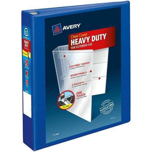 Avery® AVE79775 One Touch Ezd Heavy-Duty Binder - 1 1/2" Binder Capacity - Letter - 8 1/2" X 11" Sheet Size - Ring Fastener - 4 Internal Pocket(S) - Poly - Pacific Blue - Recycled - 1 Each