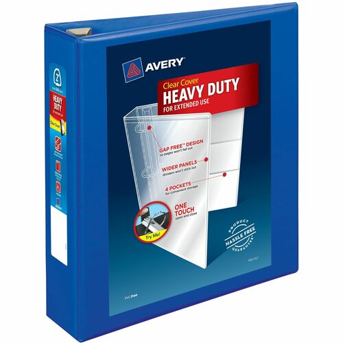 Avery® AVE79778 One Touch Ezd Heavy-Duty Binder - 2" Binder Capacity - Letter - 8 1/2" X 11" Sheet Size - Ring Fastener - 4 Internal Pocket(S) - Poly - Pacific Blue - Recycled - 1 Each