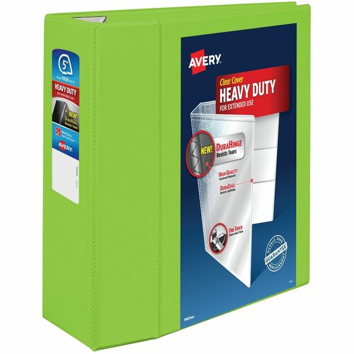 Avery® AVE79815 One Touch Ezd Heavy-Duty Binder - 5" Binder Capacity - Letter - 8 1/2" X 11" Sheet Size - Ring Fastener - 4 Internal Pocket(S) - Poly - Chartreuse - Recycled - 1 Each