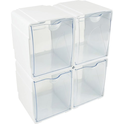 Deflecto DEF421103 Tilt Desktop Storage Bin - 2.2" Height X 5.3" Width X 4.7" Depth - Desktop, Wall Mountable - White - 4 / Box