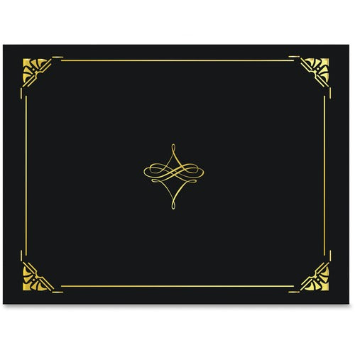 Geographics GEO47840 Geographics Gold Foil Border Certificate Holder - Letter - 8 1/2" X 11" Sheet Size - Linen - Black, Gold - Recycled - 5 / Pack