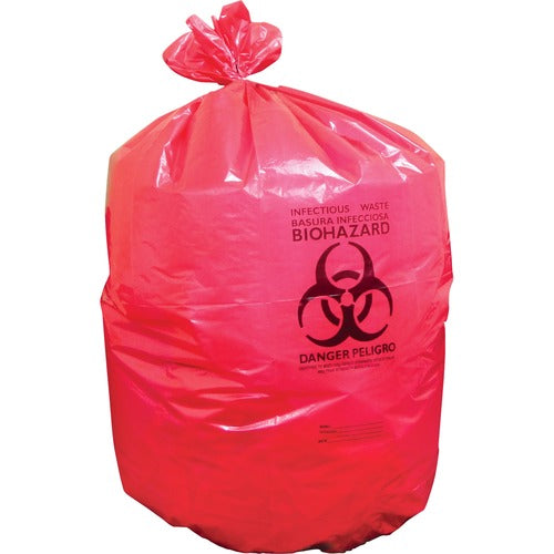 Heritage HERA7450PR 1.3 Mil Red Biohazard Can Liners - 50" Width X 37" Length X 1.30 Mil (33 Micron) Thickness - Low Density - Red - Linear Low-Density Polyethylene (Lldpe) - 150/Carton - Can