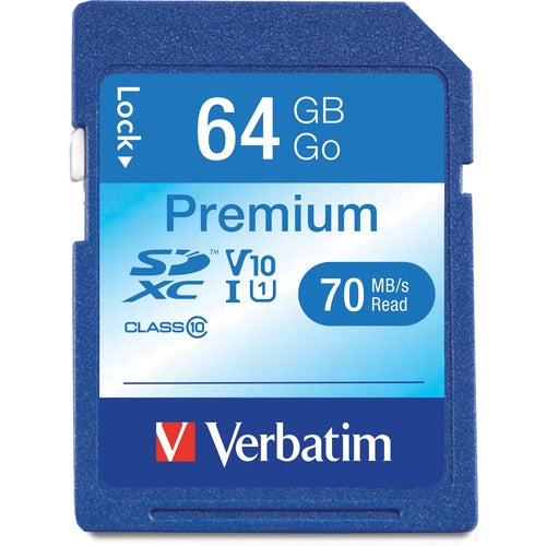 Verbatim VER44024 64Gb Premium Sdxc Memory Card, Uhs-I Class 10 - Class 10/Uhs-I (U1) - 45 Mb/S Read1 Pack - 300X Memory Speed