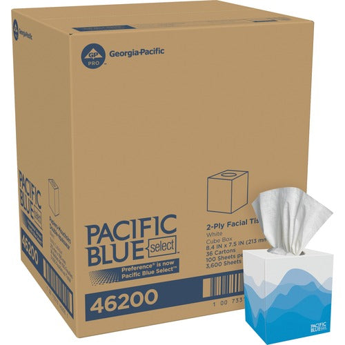 Pacific Blue Select GPC46200CT Facial Tissue by GP Pro - Cube Box
