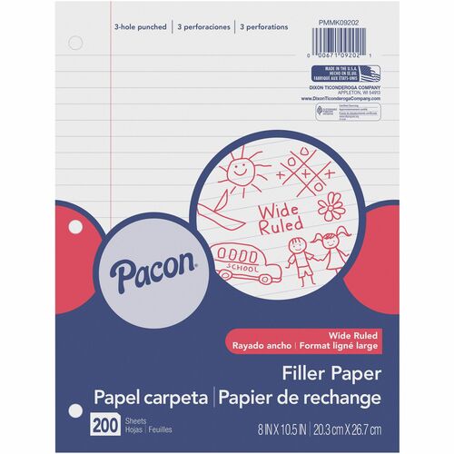 Pacon® PACMMK09202 Wide Ruled Filler Paper