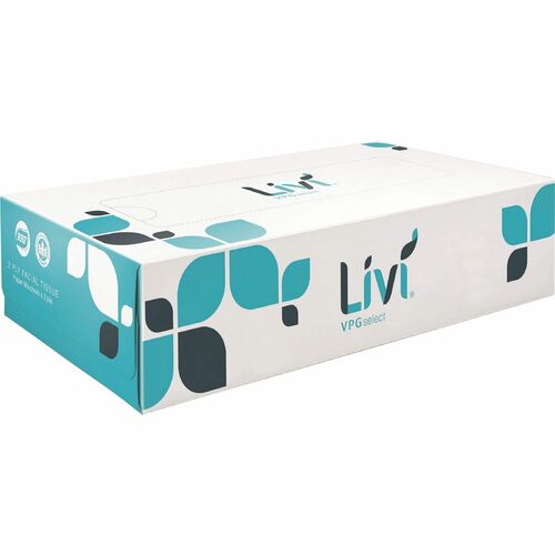 Livi SOL11513 2-Ply Facial Tissue - 2 Ply - 8.37" X 8.07" - White - Virgin Fiber - Soft, Eco-Friendly, Embossed - For Face - 100 Sheets Per Box - 30 / Carton