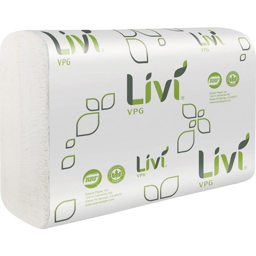Livi SOL43513 Multifold Paper Towels - 1 Ply - Multifold - 9.06" X 9.45" - White - Virgin Fiber, Paper - Eco-Friendly, Soft, Embossed - For Multipurpose - 250 Sheets Per Pack - 16 / Carton
