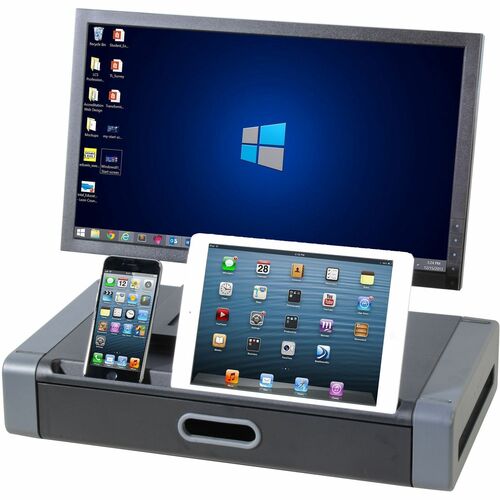 Kantek KTKMS760 Monitor Riser with Drawer and Tablet/Smartphone Slot