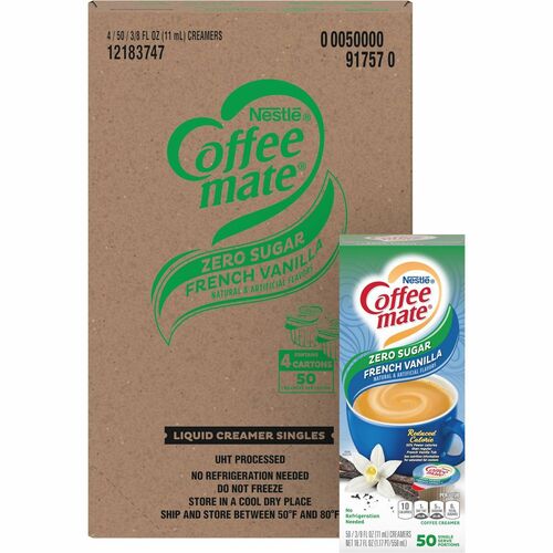 Coffee mate NES91757CT Zero-Sugar French Vanilla Nondairy Liquid Creamer Singles