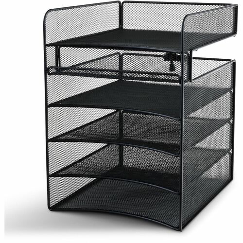 Safco SAF3240BL Onyx Horizontal Hanging Storage - 5 Compartment(S) - 10" Height X 14.3" Width X 12.3" Depth - Hanging - Black - Steel - 1Each