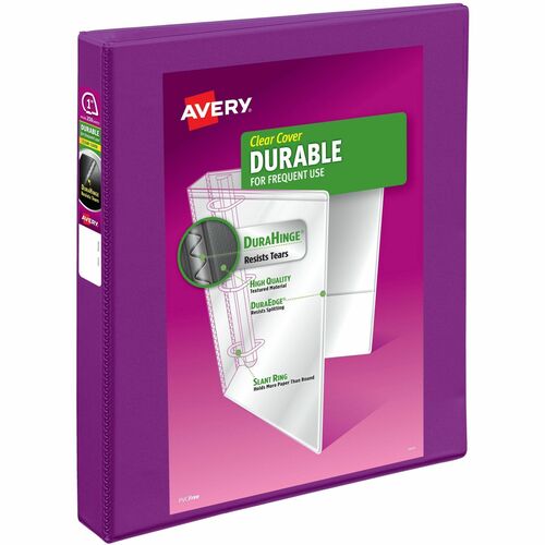 Avery® AVE17294 Ring Binder - 1" Binder Capacity - 220 Sheet Capacity - Slant D-Ring Fastener - 2 Internal Pocket(S) - Polyvinyl Chloride (Pvc) - Purple