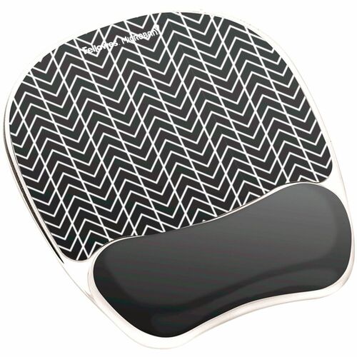 Fellowes FEL9549901 Photo Gel Mouse Pad - Chevron - Black, White - Gel, Polyurethane, Rubber Back - Stain Resistant