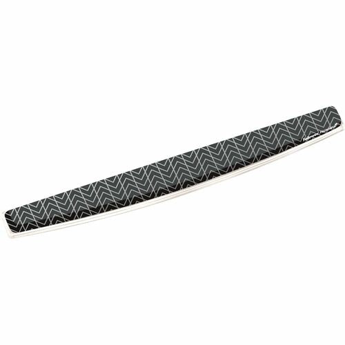 Fellowes FEL9550001 Photo Gel Wrist Rest - Chevron - Black, White - Gel, Polyurethane, Rubber Back - Stain Resistant
