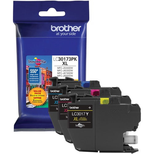 Brother BRTLC30173PK Innobella LC30173PK Original High Yield Inkjet Ink Cartridge - Cyan, Magenta, Yellow - 3 / Pack