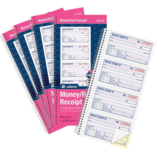 Adams ABFSC1152PK Spiral 2-part Money/Rent Receipt Book