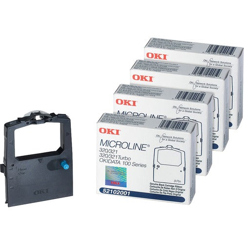 Oki OKI52102001BD Dot Matrix Ribbon Cartridge - Black - 4 / Bundle