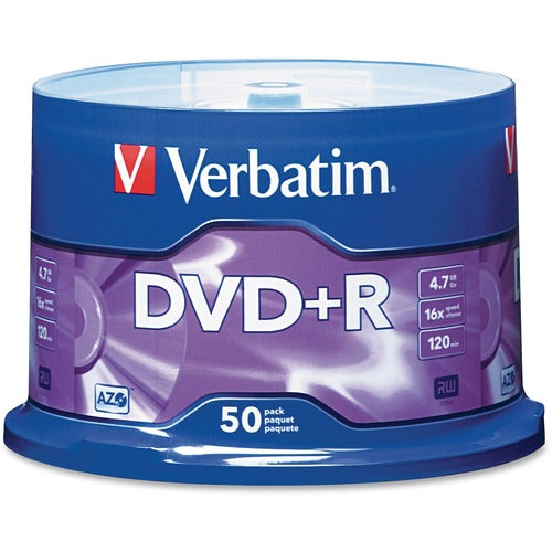 Verbatim VER95037 Azo Dvd+R 4.7Gb 16X With Branded Surface - 50Pk Spindle - 120Mm - Single-Layer Layers - 2 Hour Maximum Recording Time
