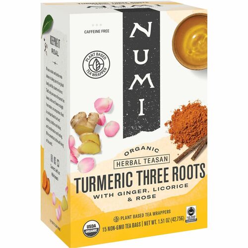Numi NUM10550 Organic Turmeric Three Roots Herbal Tea Bag