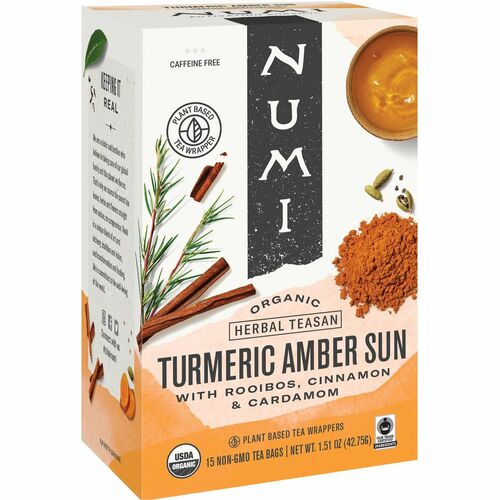 Numi NUM10552 Organic Turmeric Golden Tonic Amber Sun Herbal Tea Bag