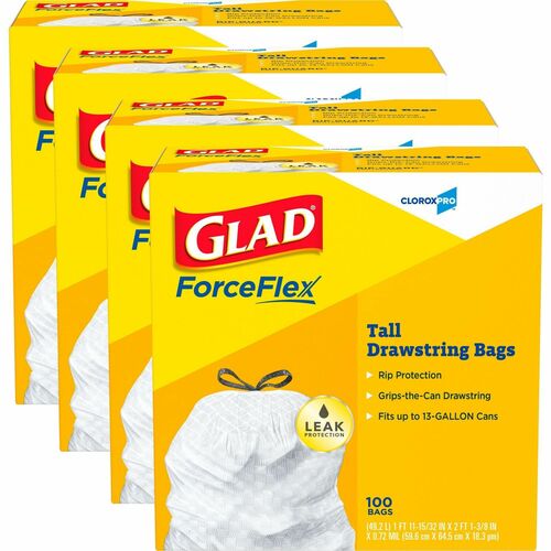 Glad CLO78526BD ForceFlex Tall Kitchen Drawstring Trash Bags