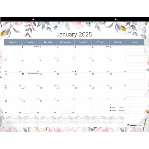 Blueline REDC194113 Passion Floral Desk Pad Calendar