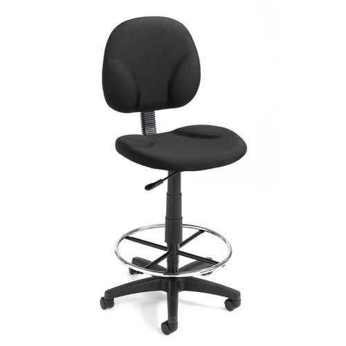 Boss BOPB1690BK Stand Up Fabric Drafting Stool with Foot Rest, Black