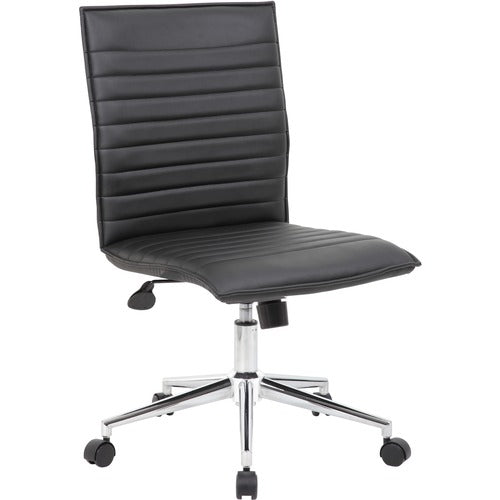 Boss BOPB9534CBK Black Vinyl Armless Hospitality Chair