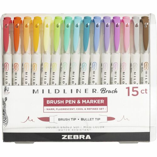 Zebra ZEB79115 MILDLINER Dual Ended Brush Pen & Marker Set