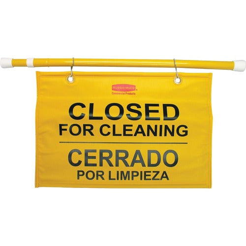 Rubbermaid Commercial RCP9S1600YLCT Multilingual Closed for Cleaning Safety Signs