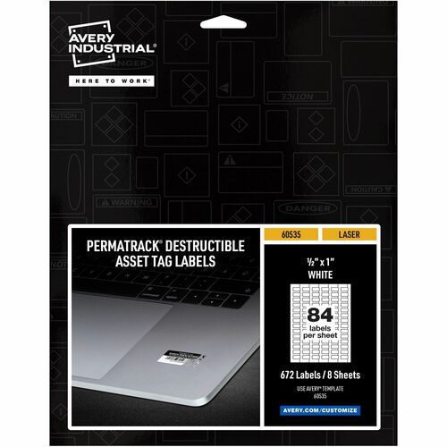 Avery® AVE60535 Avery® PermaTrack Destructible Asset Tag Labels, 1/2" x 1" , 672 Asset Tags