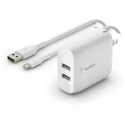Belkin BLKWCE002DQ1MWH BoostCharge Dual USB-A Wall Charger 24W + USB-A to Micro-USB cable