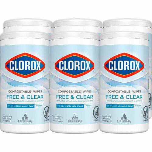 Clorox CLO32486CT Free & Clear Compostable All Purpose Cleaning Wipes