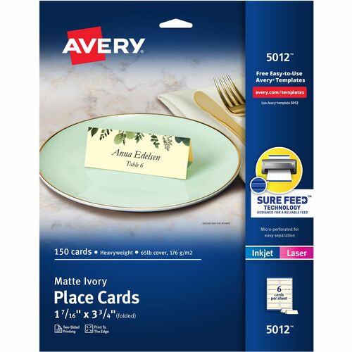 Avery® AVE05012 Avery® Ivory Matte 2-sided Place Cards