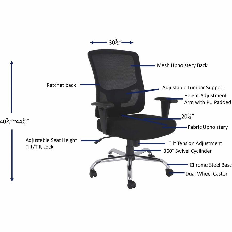 Lorell LLR62625 Big & Tall Mesh High-Back Task Chair