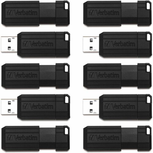 Microban VER70901 64GB PinStripe USB Flash Drive - Business 10pk - Black