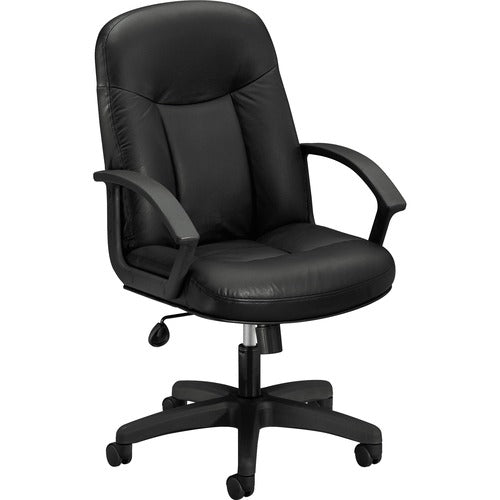 HON BSXVL601SB11 High-Back Executive Chair | Center-Tilt | Fixed Arms | Black SofThread Leather