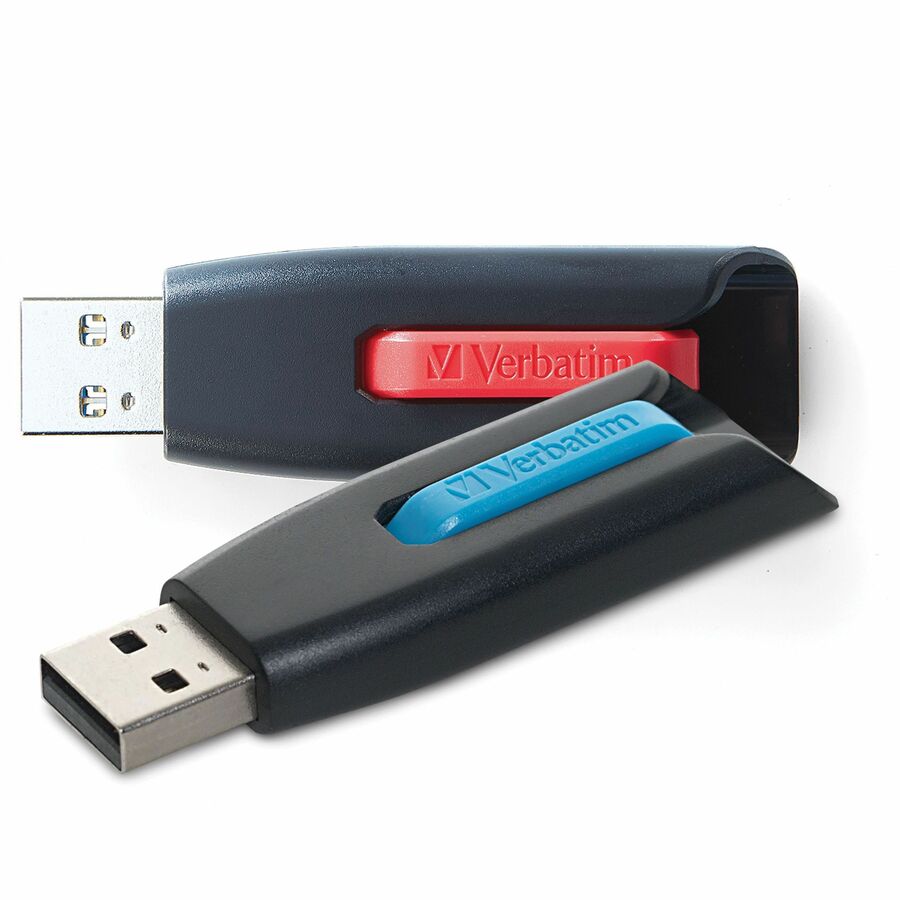 Verbatim VER70899 64GB Store 'n' Go V3 USB 3.2 Gen 1 Flash Drive - 2pk - Red, Blue