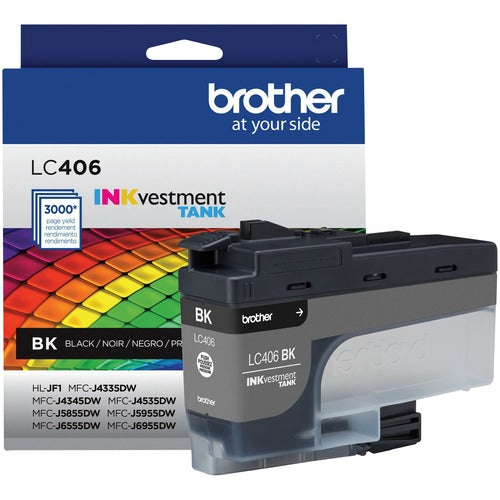 Brother BRTLC406BKS INKvestment LC406BK Original Standard Yield Inkjet Ink Cartridge - Single Pack - Black - 1 Each