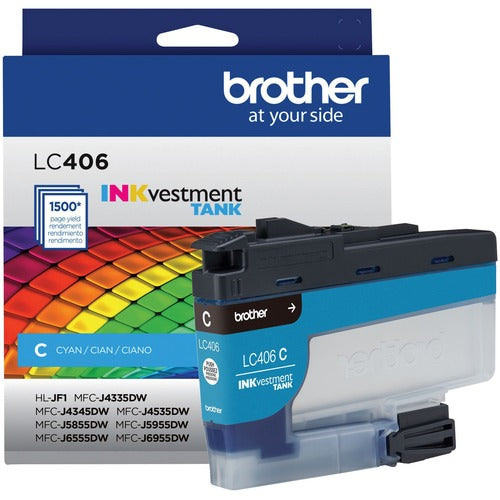 Brother BRTLC406CS INKvestment LC406C Original Standard Yield Inkjet Ink Cartridge - Single Pack - Cyan - 1 Each