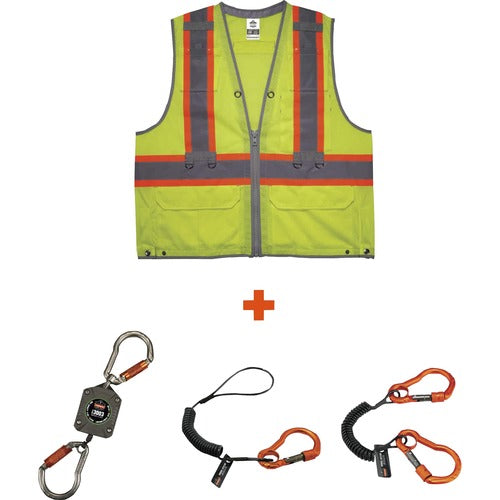 Ergodyne EGO24187 8231TVK Hi-Vis Tool Tethering Safety Vest Kit - Class 2