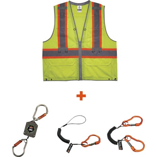 Ergodyne EGO24189 8231TVK Hi-Vis Tool Tethering Safety Vest Kit - Class 2