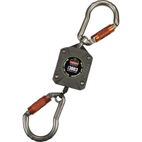 Ergodyne EGO19303 3003 Retractable Tool Lanyard - Dual Locking Carabiners, 2lbs / 0.9kg