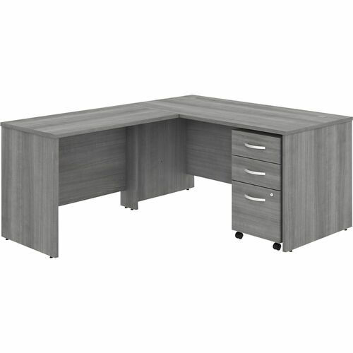 Bush Business Furniture BSHSTC008PGSU Studio C 60W x 30D L Shaped Desk with Mobile File Cabinet and 42W Return