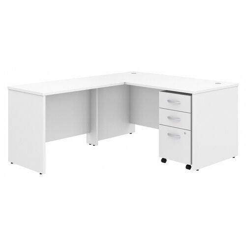 Bush Business Furniture BSHSTC008WHSU Studio C 60W x 30D L Shaped Desk with Mobile File Cabinet and 42W Return